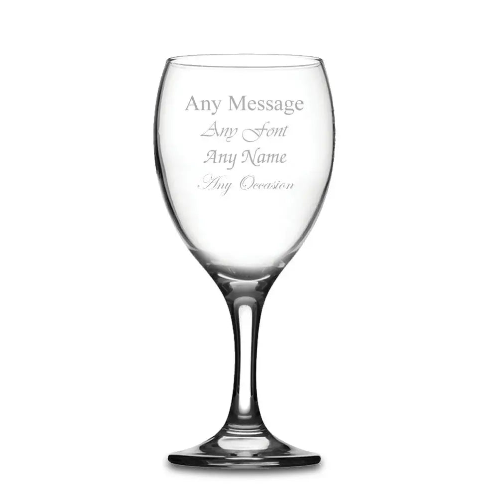 Personalised engraved imperial wine glass gift boxed