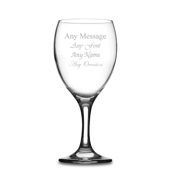 Personalised engraved imperial wine glass gift boxed