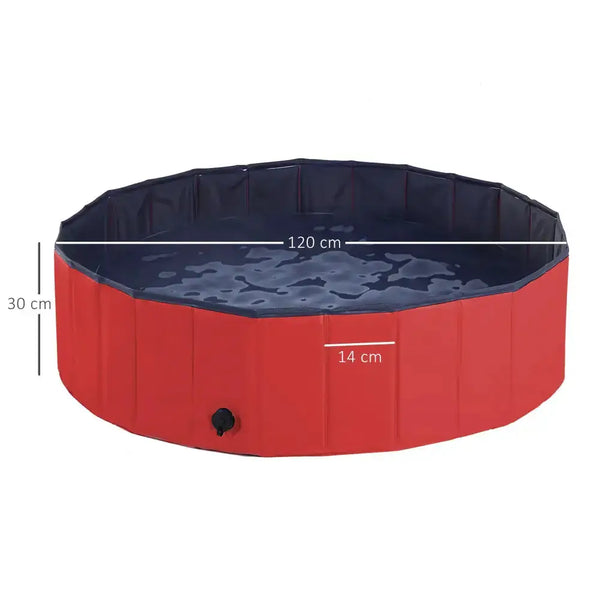 Pet paddling pool cat dog indoor/ outdoor foldable 120cm diameter red Nexellus