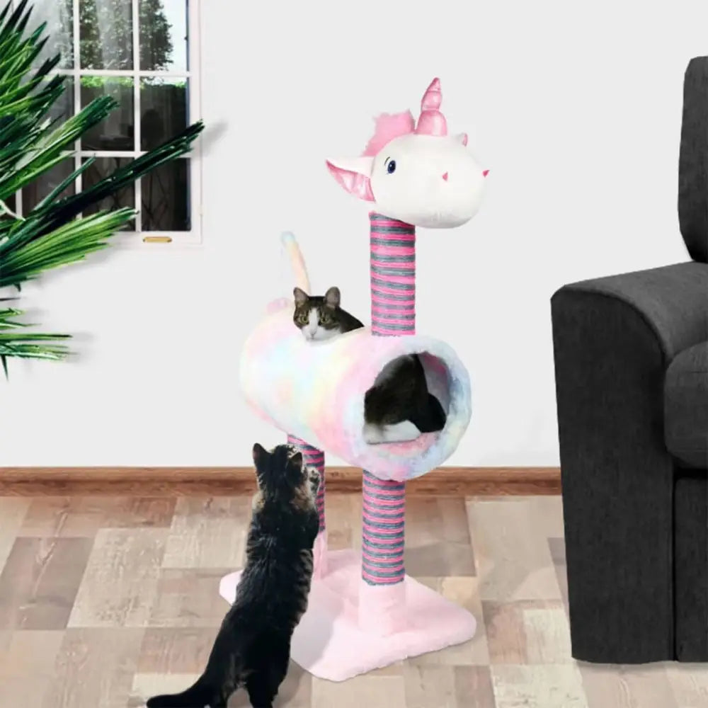 Pets collection cat scratching post unicorn pink 40x30x85