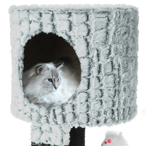 Pets collection cat scratching tree on stand with mouse