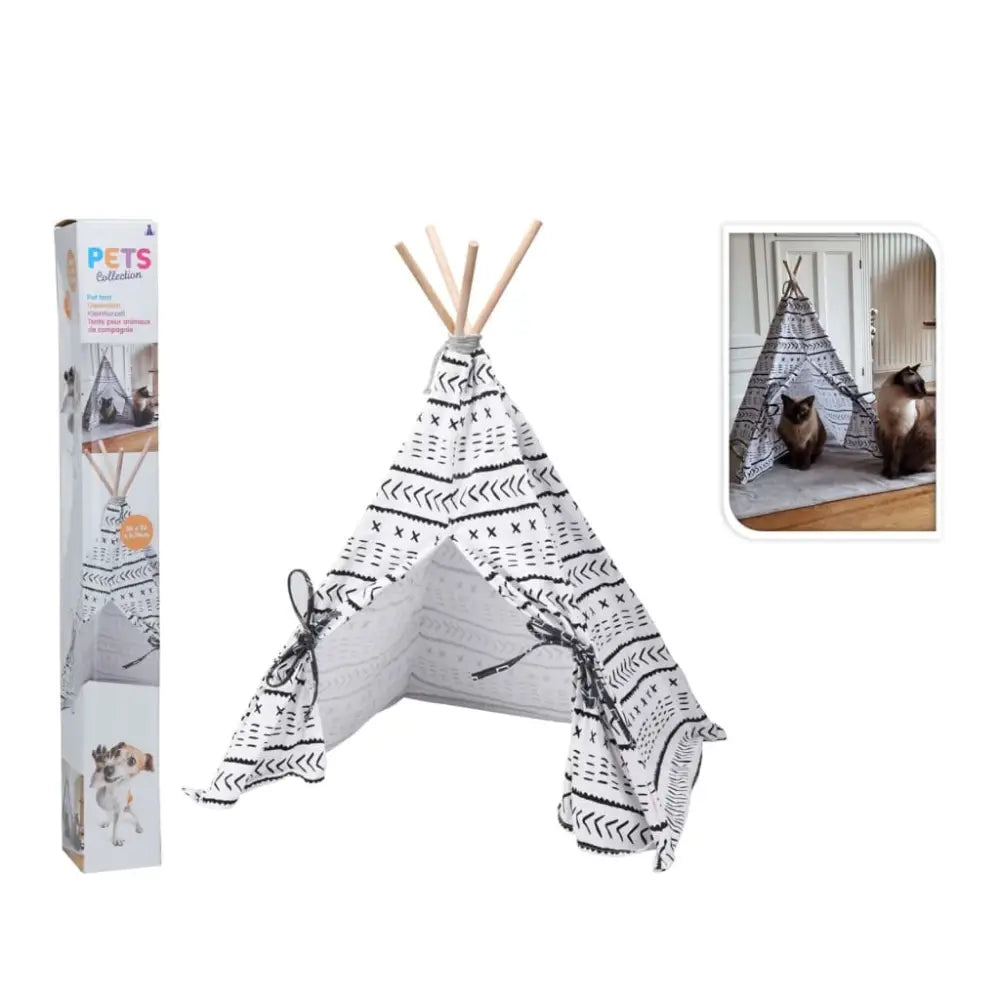 Pets collection pet tent tipi canvas 56x56x74 cm - White