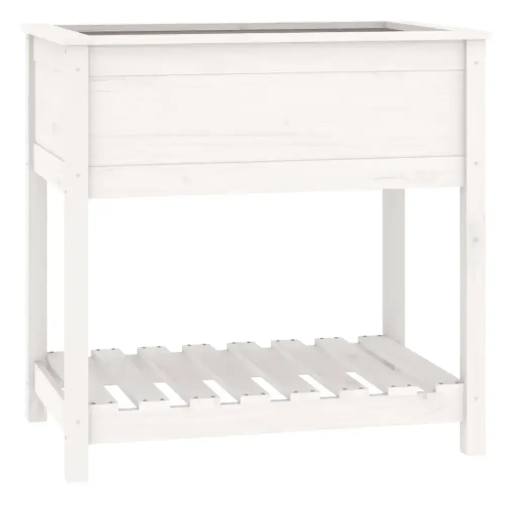 Planter with shelf white 82.5x54x81 cm solid wood pine Nexellus