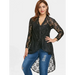 Plus size button up high low lace blouse Nexellus