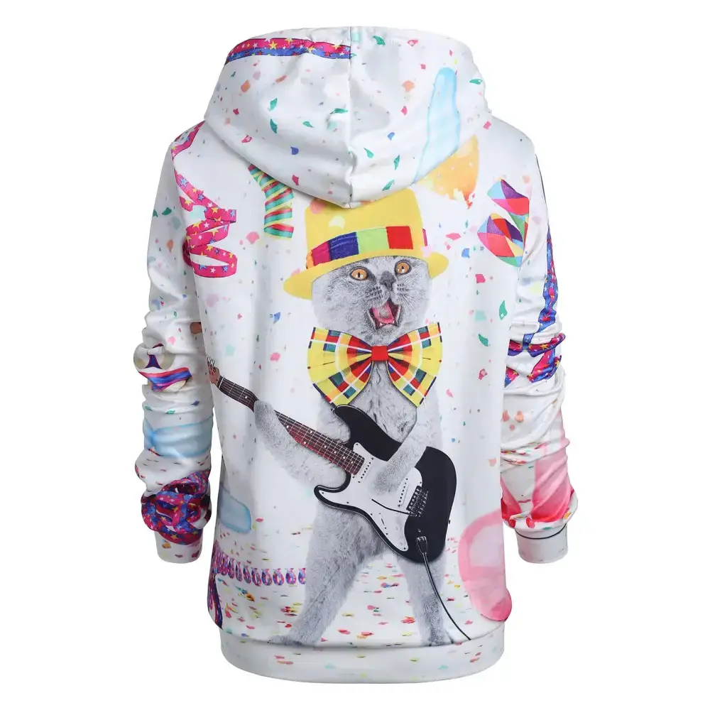 Plus size cat print christmas hoodie Nexellus