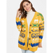 Plus size elk print christmas button cardigan Nexellus