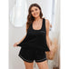 Plus Size Homewear Summer Solid Color Suspender Shorts Pajamas Nexellus