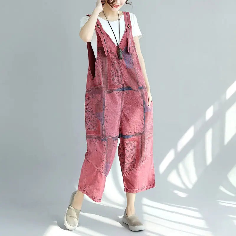 Printed old washed large crotch Women Pants Nexellus