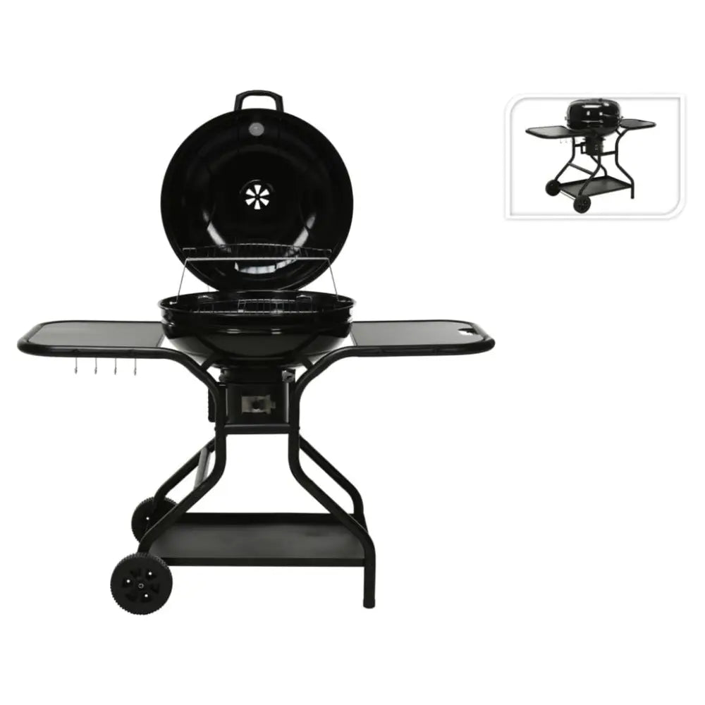 Progarden grill on wheels with side table black - Black