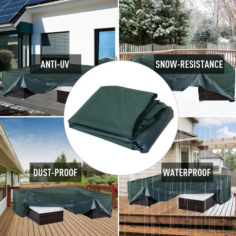 Pvc coated large square 600d waterproof outdoor furniture cover green Nexellus