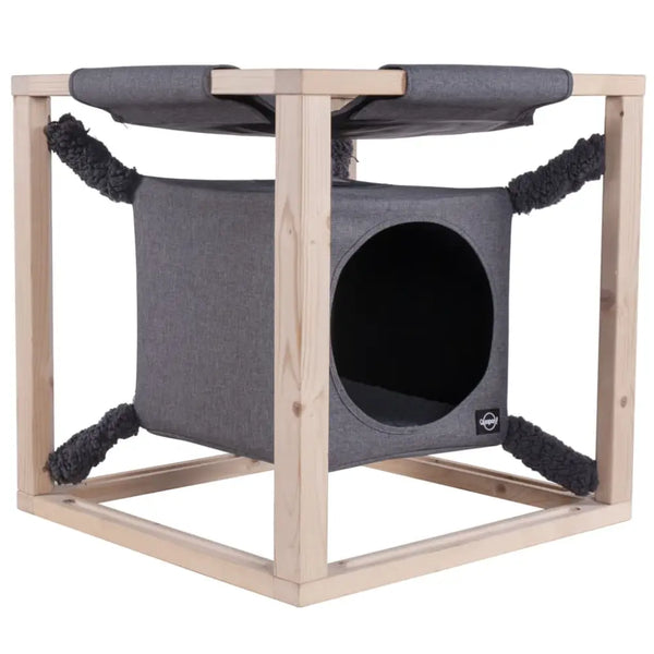 Quapas! Cat bed with hammock catcube grey m 54x54x54 cm