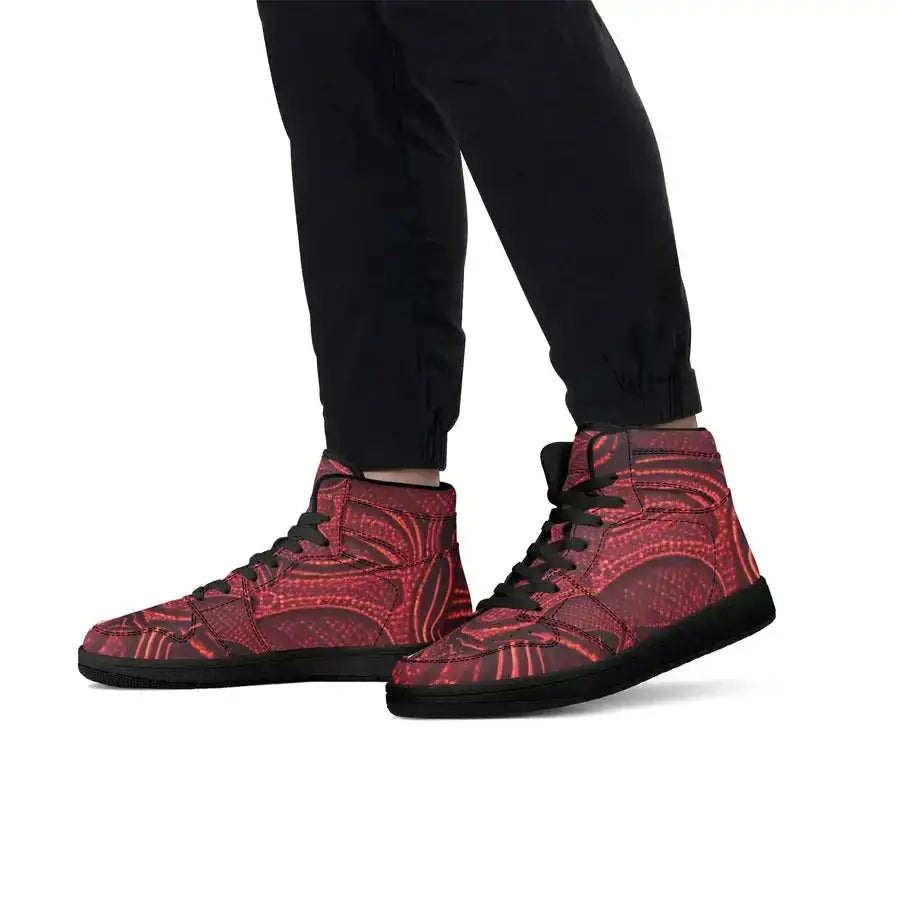 Red vine mens high top leather sneakers Nexellus