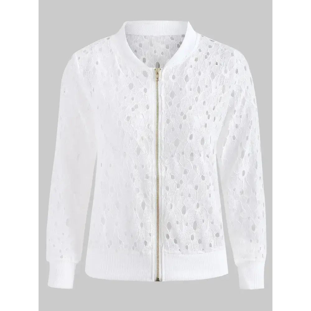 Ribbed trim lace jacket Nexellus