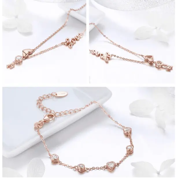 Rose Gold Lock Love Pendant Necklace Jewelry Set - Nexellus