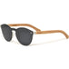 Round bamboo wood sunglasses with special one piece polarized dark grey lens - Nexellus