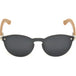 Round bamboo wood sunglasses with special one piece polarized dark grey lens - Nexellus