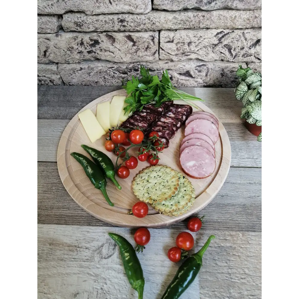 Round charcuterie board serving cheese platter wood serving