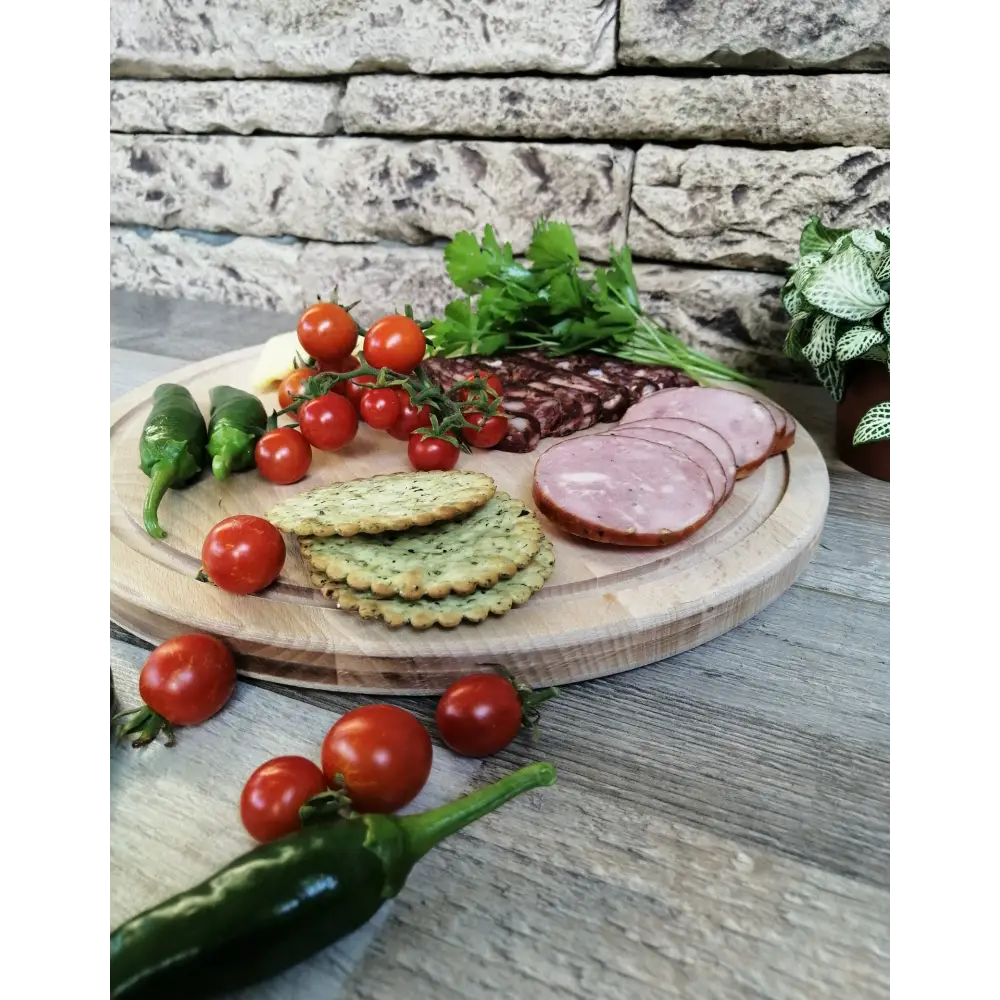 Round charcuterie board serving cheese platter wood serving