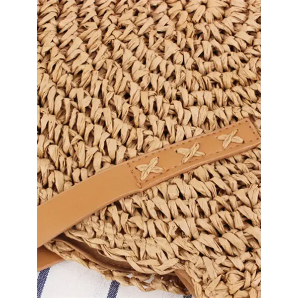 Round shoulder straw woven bag woven bag beach bag fashion women's bag Nexellus