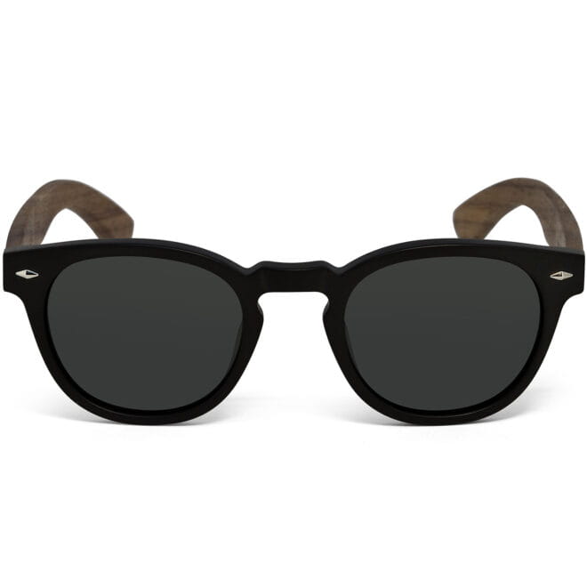 round walnut wood sunglasses black lenses