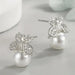 S925 new bee pearl earrings light luxury temperament freshwater Nexellus