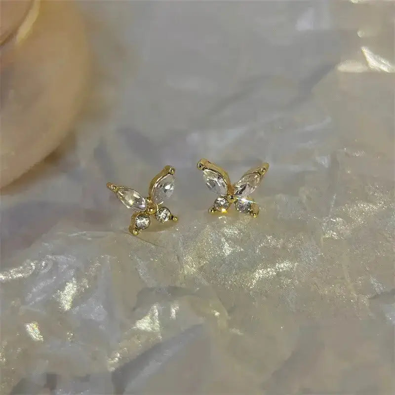 S925 silver needle exquisite zircon butterfly stud earrings for women Nexellus