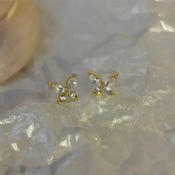 S925 silver needle exquisite zircon butterfly stud earrings for women Nexellus