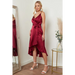 Satin cami wrap midi dress