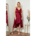 Satin cami wrap midi dress