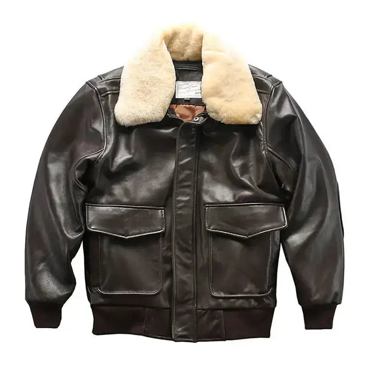 Sheepskin jacket casual aviation flight suit leather jacket Nexellus