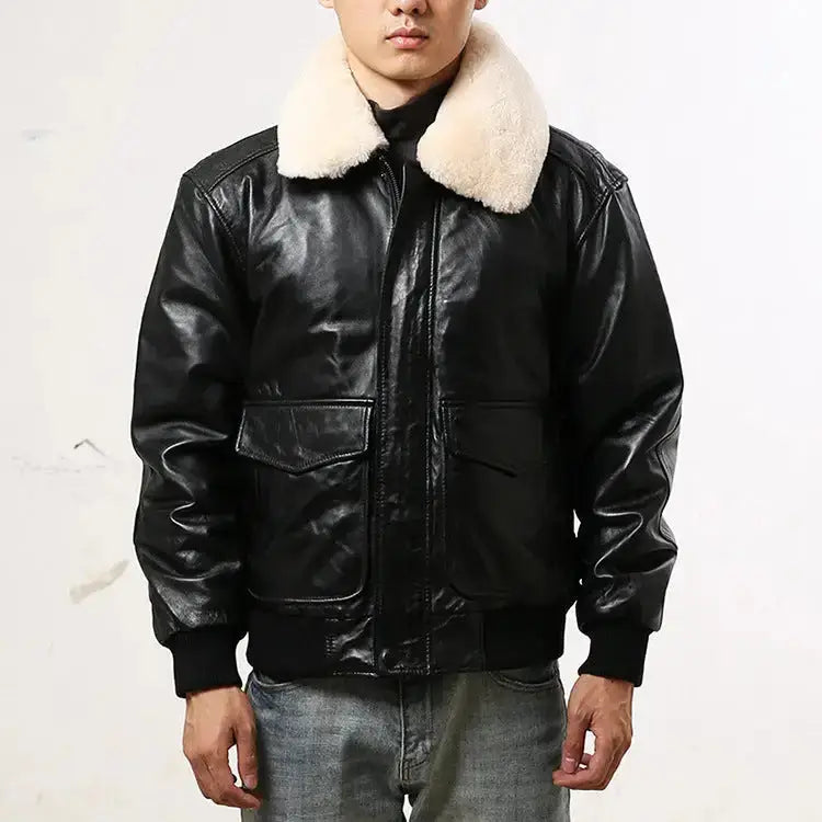 Sheepskin jacket casual aviation flight suit leather jacket Nexellus