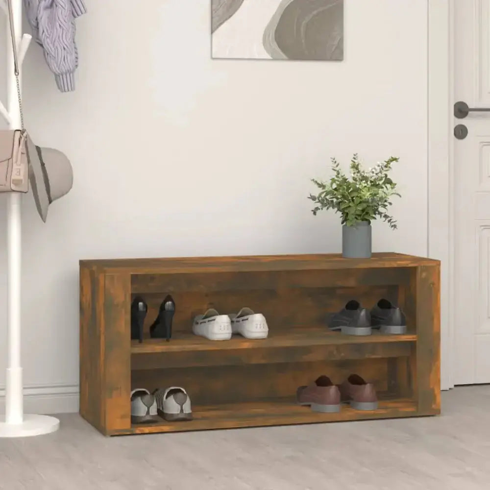 Shoe rack smoked oak 100x35x45 cm engineered wood Nexellus