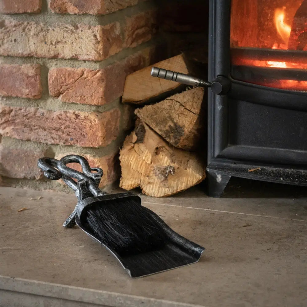 Silver brushed steel crook top hearth tidy set - Companion