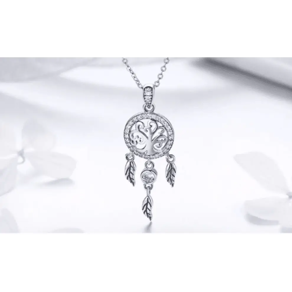 Silver Dream Catcher  Pendant Necklace Jewelry Set - Nexellus