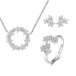 Silver Floral Pendant Necklace Jewelry Set - Nexellus