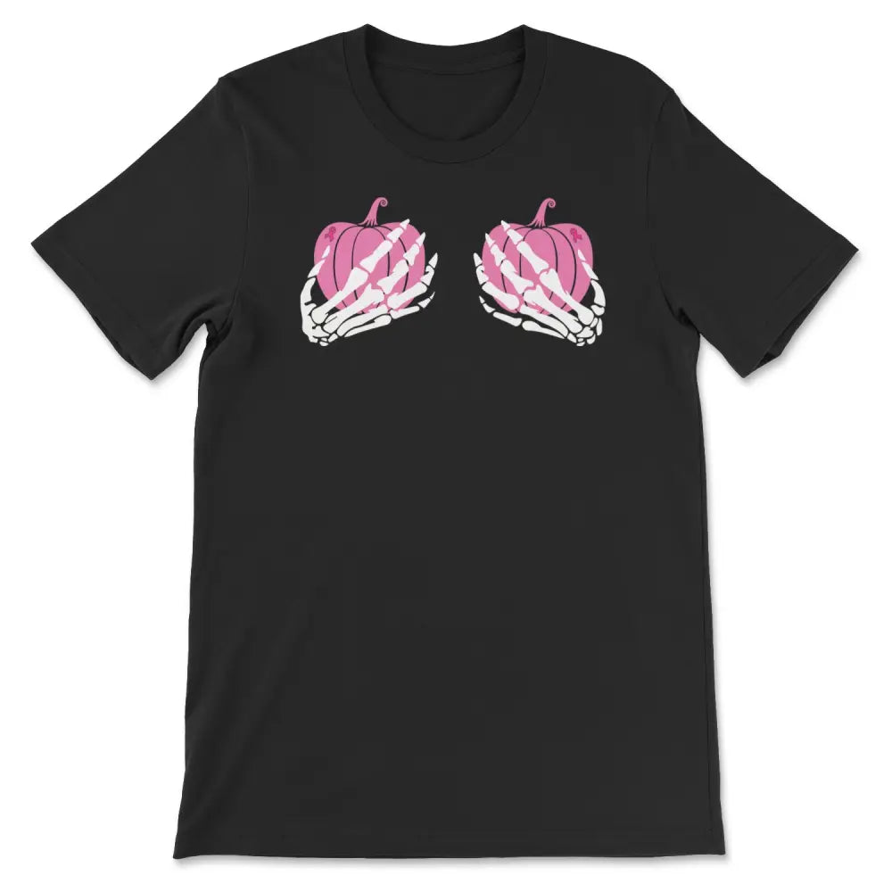 Skelton pumpkin boobs (breast cancer awareness) tee