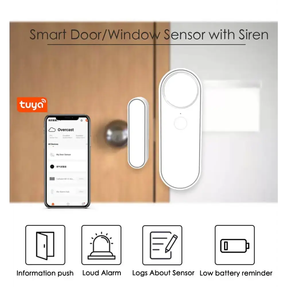 Smart life tuya wifi window detector door open close sensor security Nexellus