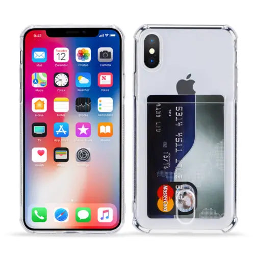 Soft tpu clear case with card slot - for iphone x / xs