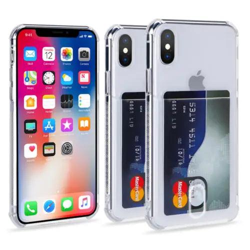 Soft tpu clear case with card slot - for iphone x / xs