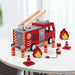 Soka wooden fire engine truck with firefighter figurines vehicle toy Nexellus