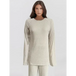 Solid color casual knit long sleeve two piece sweater set for women Nexellus