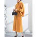 Solid Color Pleated Sets Lapel Long Sleeve Top with Wide Leg Elastic Waist Pant Nexellus