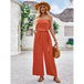 Solid color tube top and waist slim fit jumpsuit Nexellus