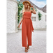 Solid color tube top and waist slim fit jumpsuit Nexellus