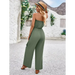 Solid color tube top and waist slim fit jumpsuit Nexellus