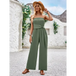 Solid color tube top and waist slim fit jumpsuit Nexellus