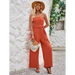 Solid color tube top and waist slim fit jumpsuit Nexellus