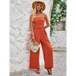 Solid color tube top and waist slim fit jumpsuit Nexellus