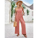 Solid color tube top and waist slim fit jumpsuit Nexellus