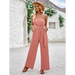 Solid color tube top and waist slim fit jumpsuit Nexellus